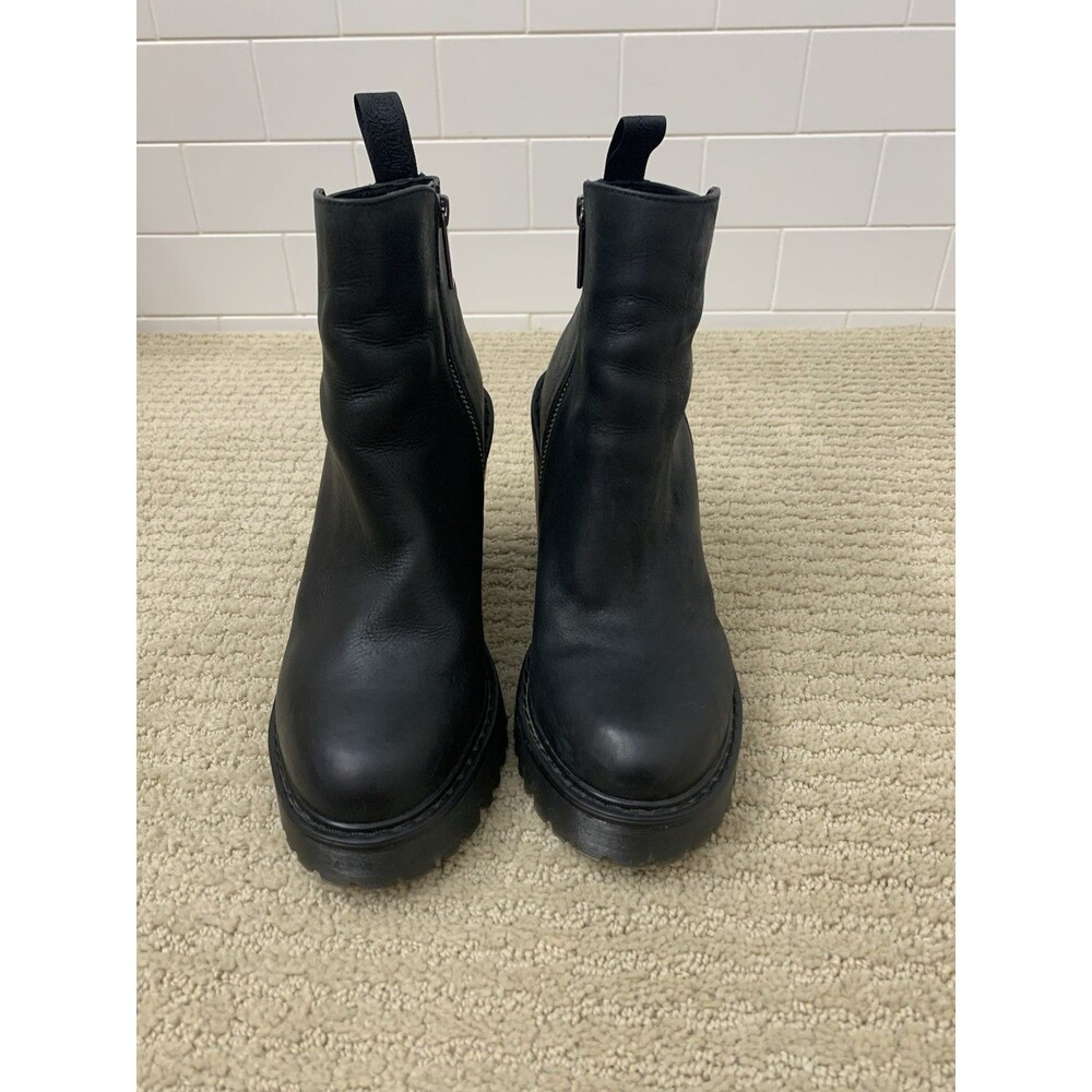 Dr. Doc Martens Women’s Magdalena Black Leather Heel Biker Punk Ankle Boots 8